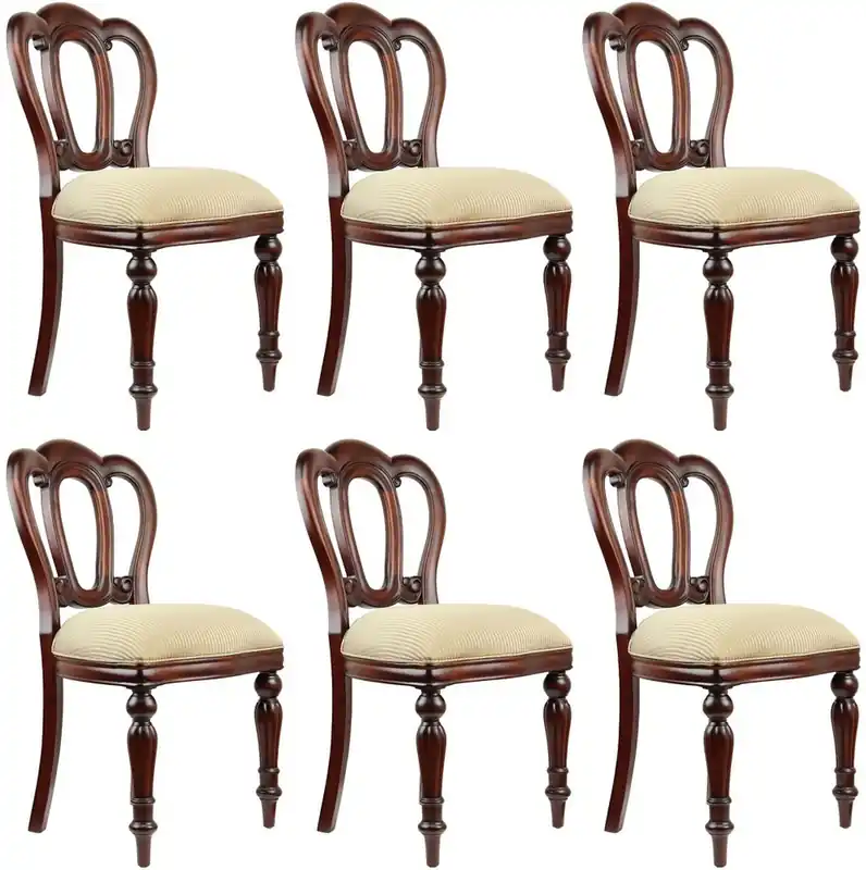 Sale Casa Padrino Luxus Barock Mahagoni Esszimmer Stuhl 6er Set Gold / Dunkelbraun - Barock Möbel
