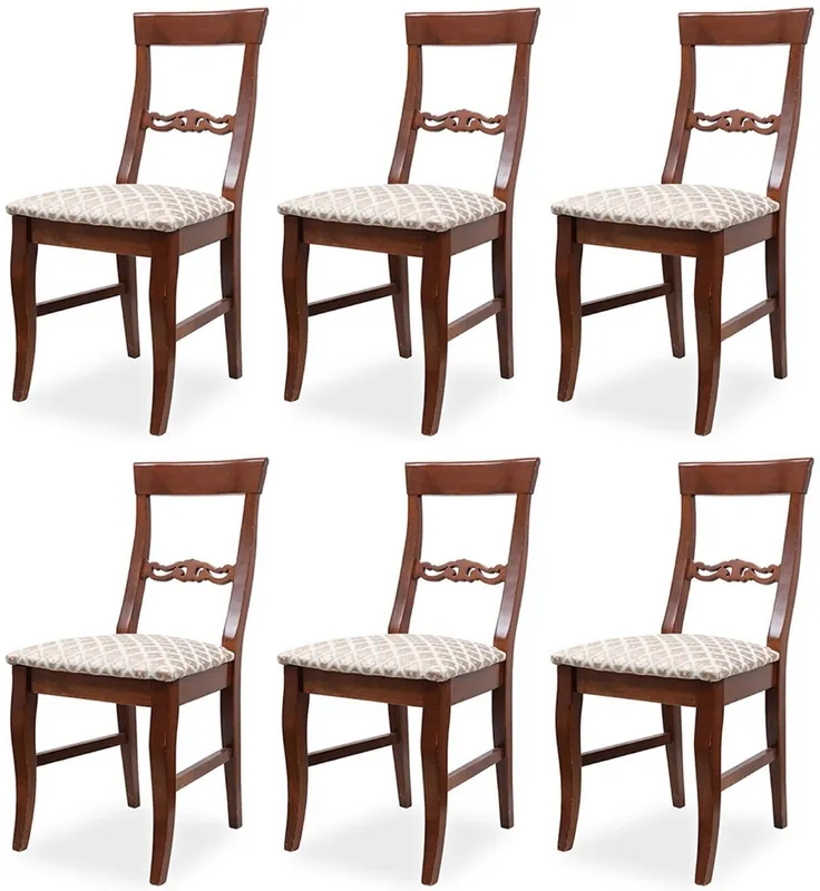 Direkt Vom Hersteller Casa Padrino Biedermeier Esszimmer Stuhl 6er Set Bronze / Weiß / Dunkelbraun 43 x 52 x H. 96 cm - Massivholz Küchen Stühle - Massivholz Esszimmer Möbel - Biedermeier Esszimmer Möbel