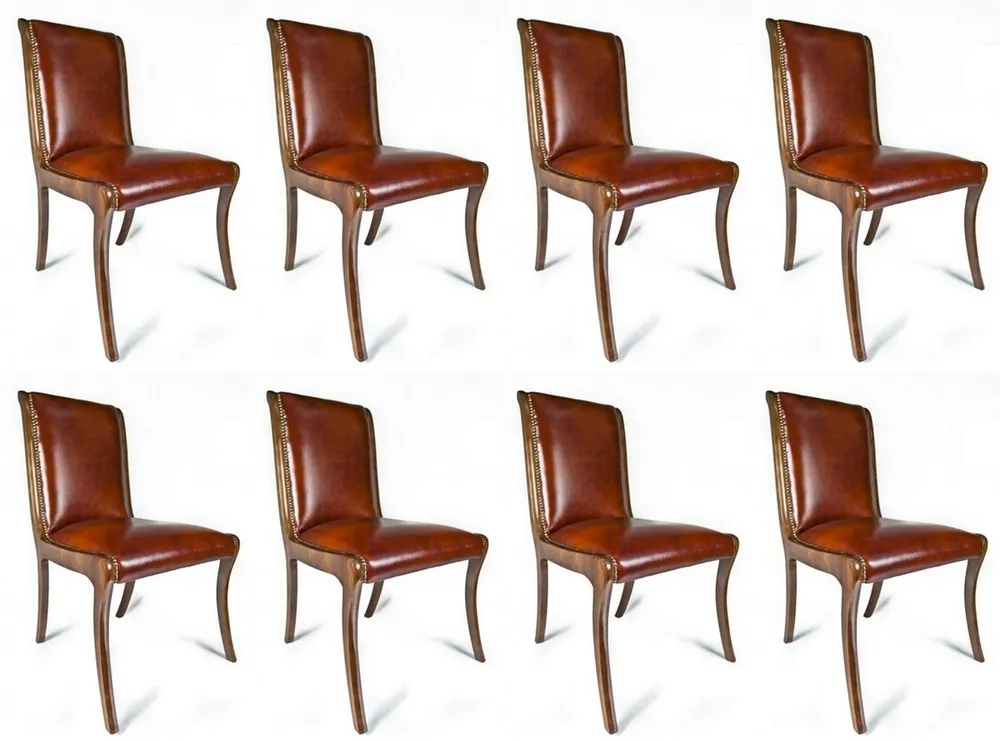 Neu Im Sortiment Casa Padrino Luxus Leder Esszimmer Stuhl 8er Set Braun 50 x 47 x H. 95 cm - Echtleder Küchenstühle - Echtleder Möbel - Luxus Möbel