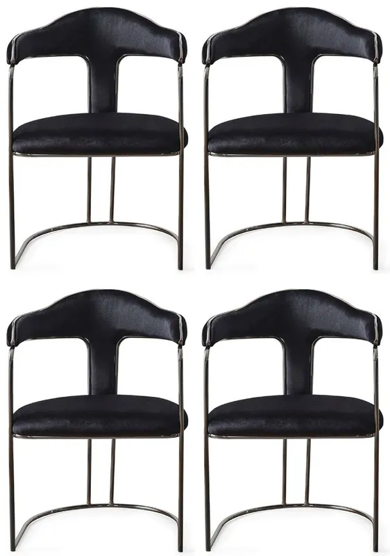 Casa Padrino Luxus Art Deco Esszimmer Stuhl 4er Set mit Armlehnen Schwarz / Bronze 60 x 58 x H. 92 cm - Esszimmer Möbel - Restaurant Möbel - Art Deco Möbel - Luxus Möbel Preisknaller