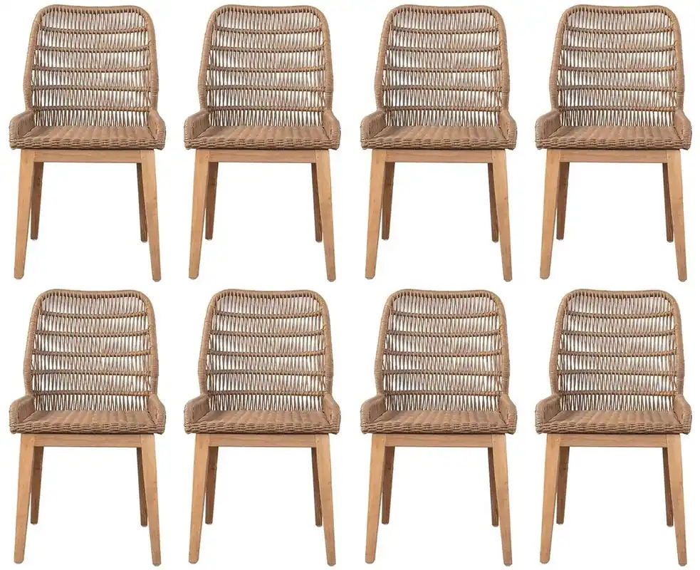 Mengenrabatt Casa Padrino Luxus Esszimmer Stuhl 8er Set Braun / Naturfarben 50 x 60 x H. 90 cm - Luxus Garten Stühle mit edlem Rattangeflecht - Esszimmer Möbel - Garten Möbel - Rattan Möbel - Luxus Möbel