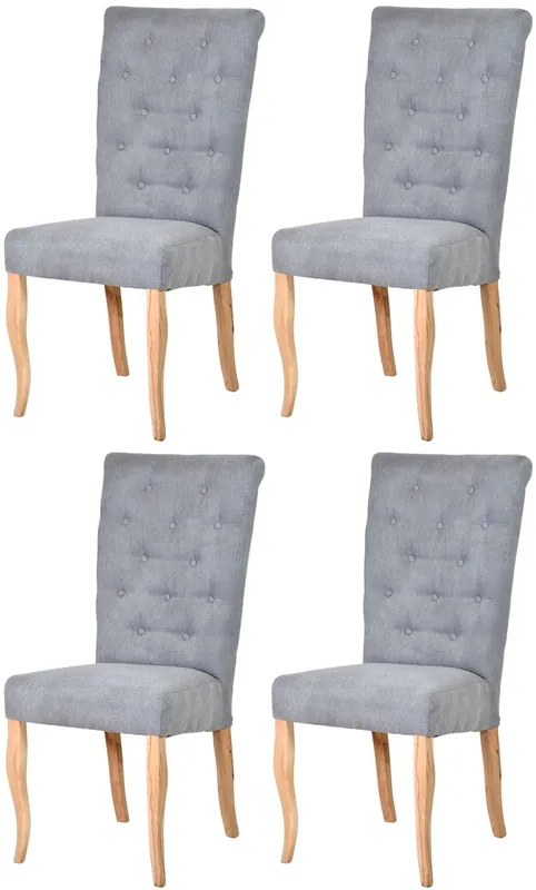 Direkt Vom Hersteller Casa Padrino Chesterfield Neo Barock Esszimmer Stuhl 4er Set Grau / Naturfarben - Küchenstühle Set - Esszimmer Möbel - Chesterfield Möbel - Neo Barock Möbel