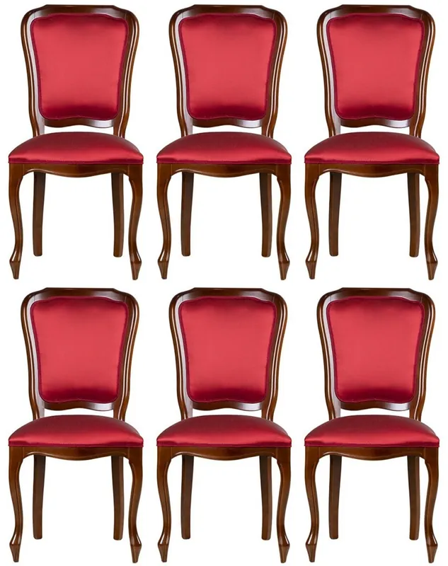 Casa Padrino Luxus Jugendstil Esszimmerstuhl 6er Set Bordeauxrot / Braun 49 x 57 x H. 99 cm - Elegante Küchenstühle - Jugendstil Esszimmer Möbel - Jugendstil Esszimmer Einrichtung Heißes Angebot