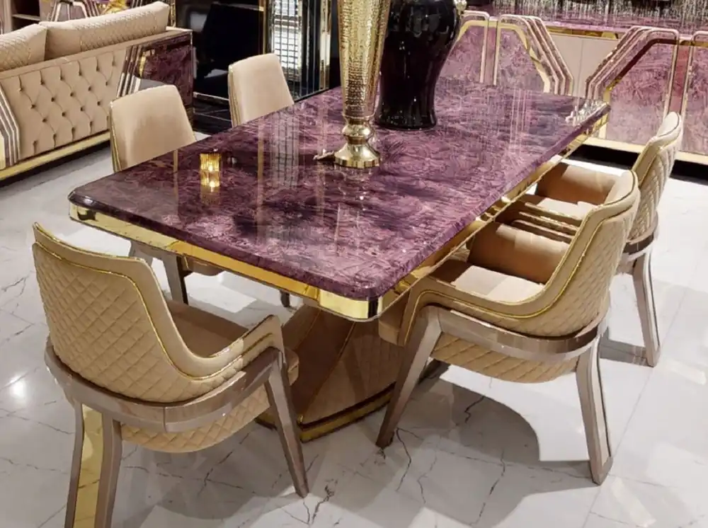 Kostenloser Versand Casa Padrino Luxus Art Deco Esszimmer Stuhl Set mit Armlehnen Beige / Grau / Gold - Küchen Stühle 6er Set - Luxus Esszimmer Möbel - Art Deco Möbel - Luxus Einrichtung - Art Deco Einrichtung