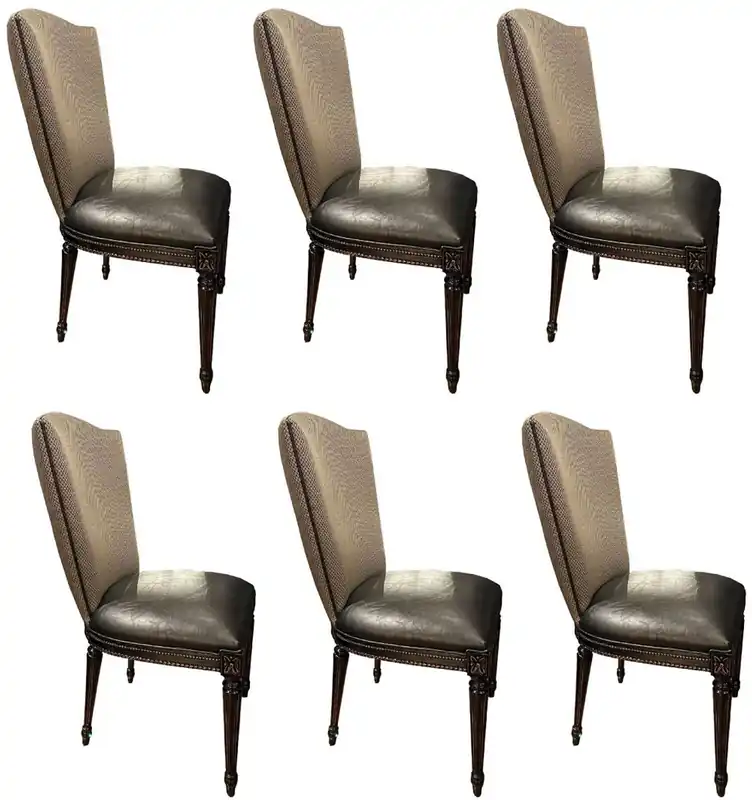 Casa Padrino Luxus Barock Esszimmerstuhl Set Gold / Schwarz - Küchen Stühle 6er Set - Barock Esszimmer Möbel - Edel & Prunkvoll Großhandel