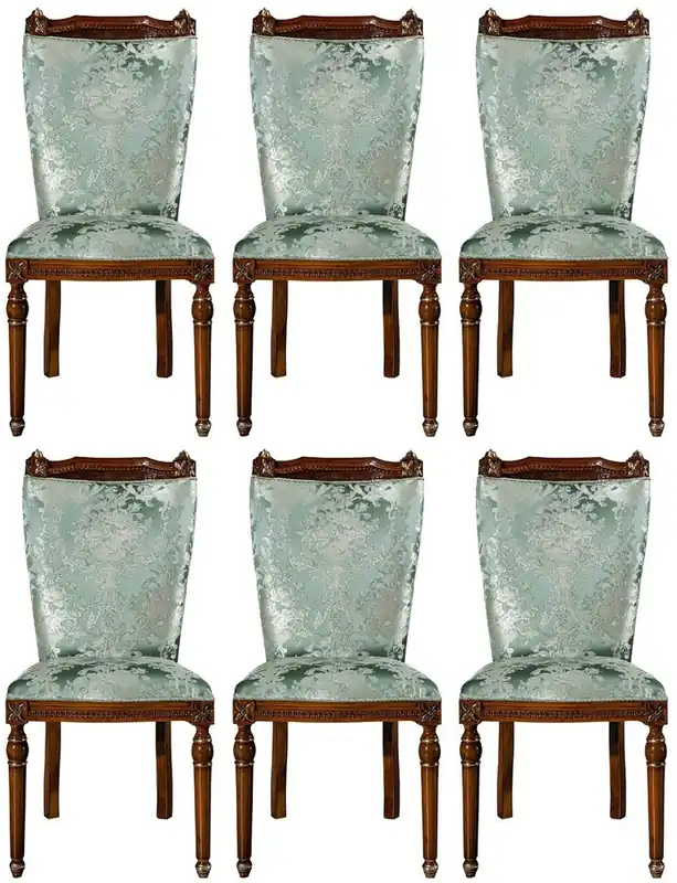 Gratis Versand Casa Padrino Luxus Barock Esszimmer Stuhl Set Mintgrün / Braun 53 x 55 x H. 109 cm - Edles Küchen Stühle 6er Set - Barock Esszimmer Möbel