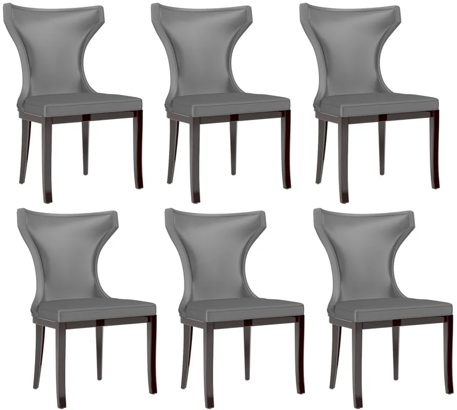 Casa Padrino Luxus Esszimmer Stuhl Set Silber / Dunkelbraun 50 x 50 x H. 90 cm - Edles Küchen Stühle 6er Set - Luxus Esszimmer Möbel Jetzt Bestellen