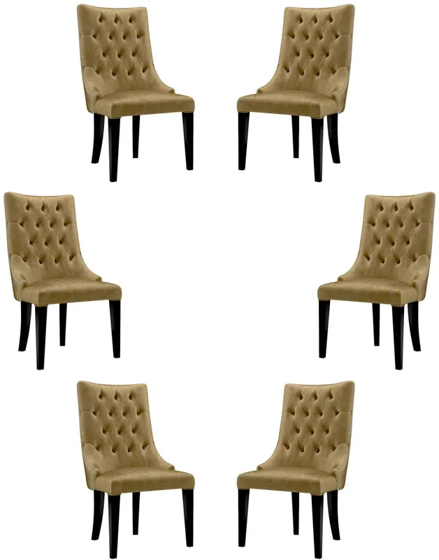 Expressversand Casa Padrino Luxus Barock Esszimmer Stuhl Set Gold / Schwarz / Silber 54 x 55 x H. 110 cm - Edle Küchen Stühle mit Samtstoff - Barock Stühle 6er Set - Esszimmer Möbel