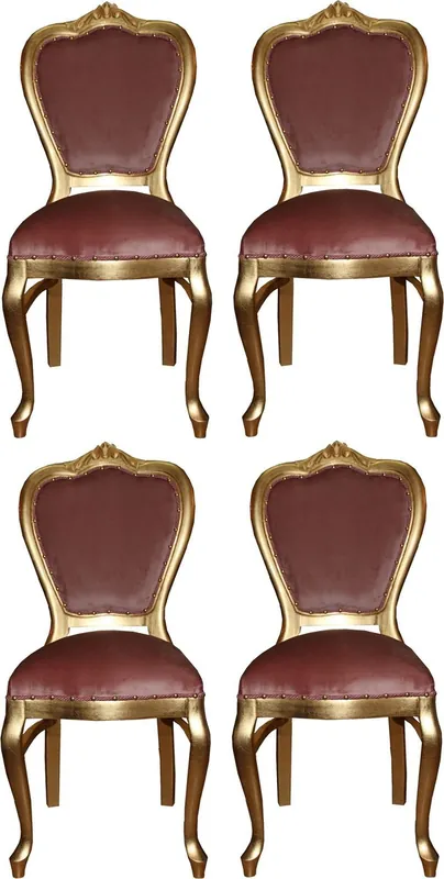 Angebot Casa Padrino Luxus Barock Esszimmer Set Rosa / Gold 45 x 46 x H. 99 cm - 4 handgefertigte Esszimmerstühle - Barock Esszimmermöbel