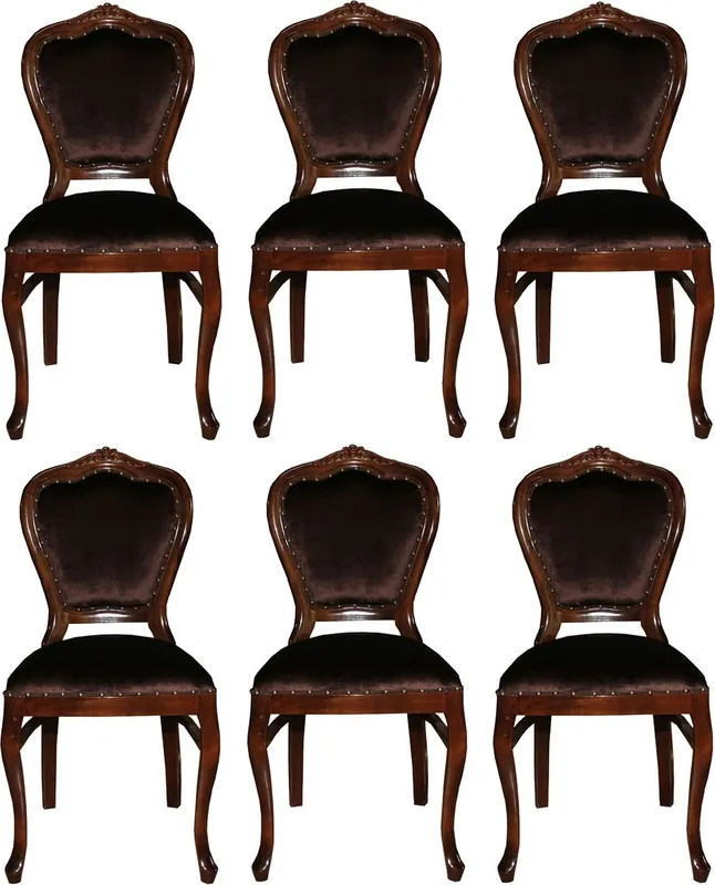 Casa Padrino Luxus Barock Esszimmer Set Braun / Braun 45 x 46 x H. 99 cm - 6 handgefertigte Esszimmerstühle - Barock Esszimmermöbel Nur Für Kurze Zeit