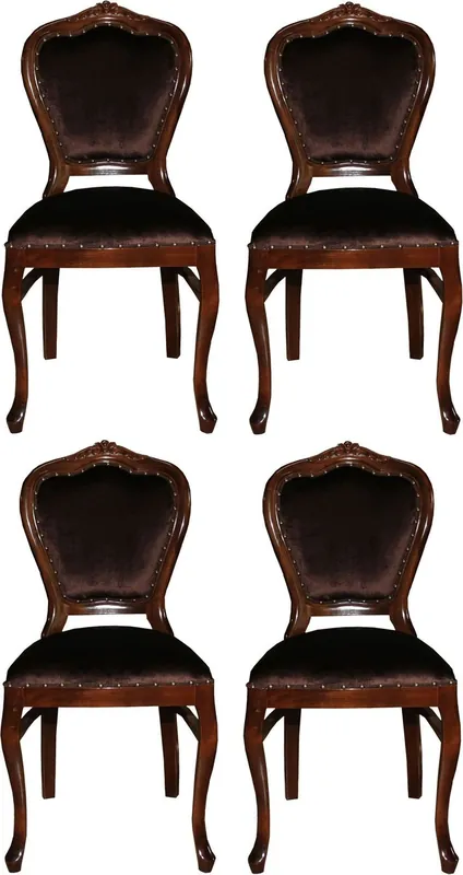 Premium Casa Padrino Luxus Barock Esszimmer Set Braun / Braun 45 x 46 x H. 99 cm - 4 handgefertigte Esszimmerstühle - Barock Esszimmermöbel