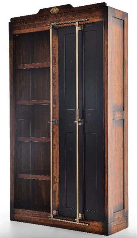 Casa Padrino Luxus Vintage Stil Barschrank Braun / Schwarz 106,5 x 34 x H. 191 cm - Massivholz Weinschrank - Vintage Stil Bar Möbel - Luxus Bar Möbel - Massivholz Bar Möbel Beliebt