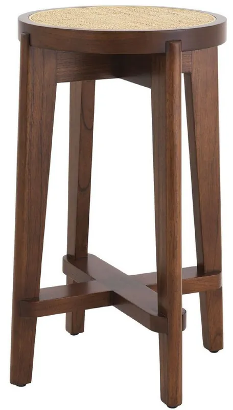 Casa Padrino Luxus Barhocker Braun / Naturfarben Ø 44 x H. 67 cm - Runder Massivholz Barstuhl - Bar Möbel Finale Aktion