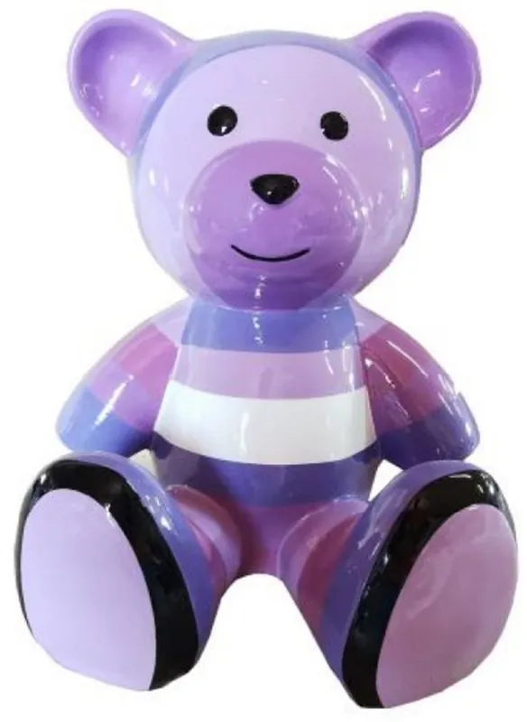 Neu Casa Padrino Luxus Designer Dekofigur Teddybär Lila / Mehrfarbig 33 x H. 37 cm - Wohnzimmer Deko Figur - Luxus Deko Figur - Designer Deko Figur - Luxus Accessoires