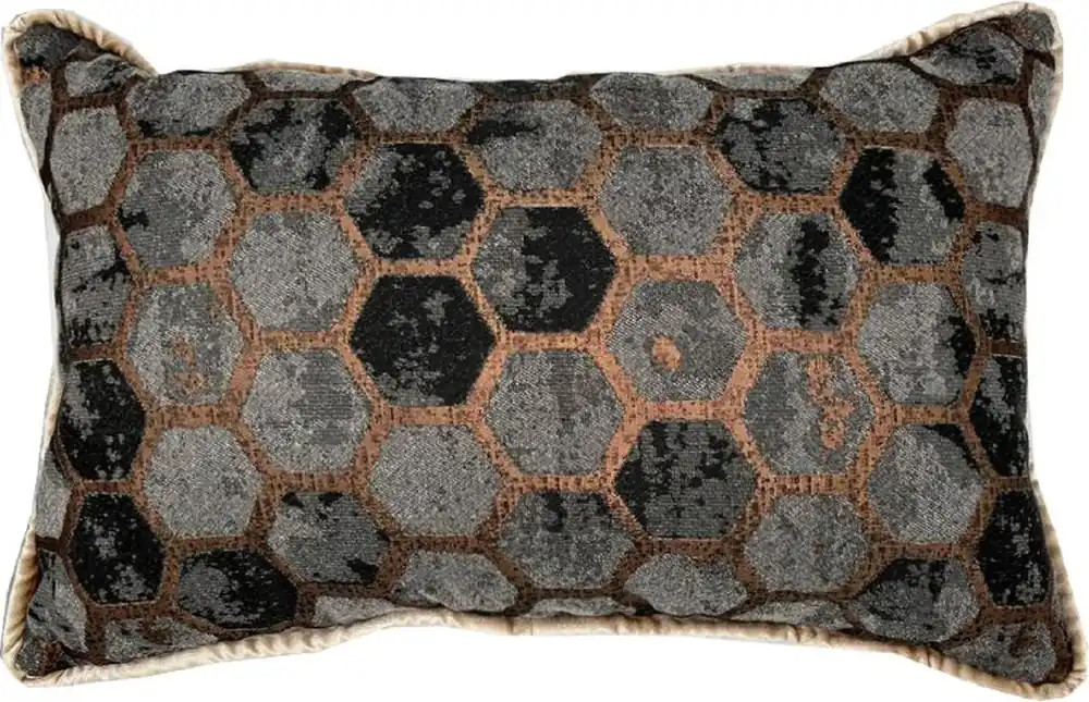 Casa Padrino Luxus Kissen Grau / Kupfer 55 x 35 cm - Deko Kissen - Rechteckiges Zierkissen - Wohnzimmer Deko - Luxus Deko Accessoires - Luxus Deko Im Trend