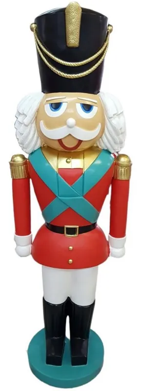 Casa Padrino Luxus Deko Skulptur Nussknacker Rot / Mehrfarbig / Türkis H. 180 cm - Weihnachts Deko Figur - XXL Deko Skulptur - XXL Deko Figur - XXL Weihnachts Skulptur - Weihnachts Deko Accessoires Bestpreis