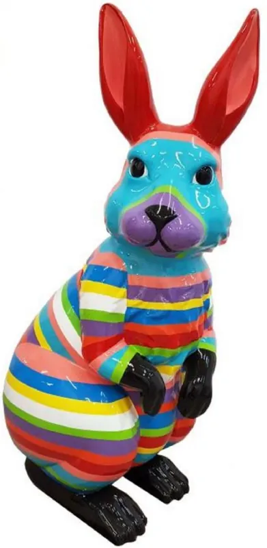 Casa Padrino Luxus Deko Skulptur Hase Mehrfarbig H. 220 cm - Riesige Gartenskulptur - XXL Deko Skulptur - XXL Deko Figur - XXL Tierfigur - Luxus Garten Deko Tierfigur Neuheit