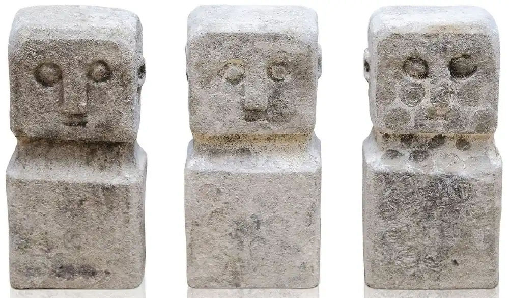 Casa Padrino Luxus Deko Antik Stil Naturstein Statuen 10er Set - Stein Skulpturen - Stein Figuren - Deko Accessoires - Schreibtisch Deko - Wohnzimmer Deko - Luxus Möbel Echt
