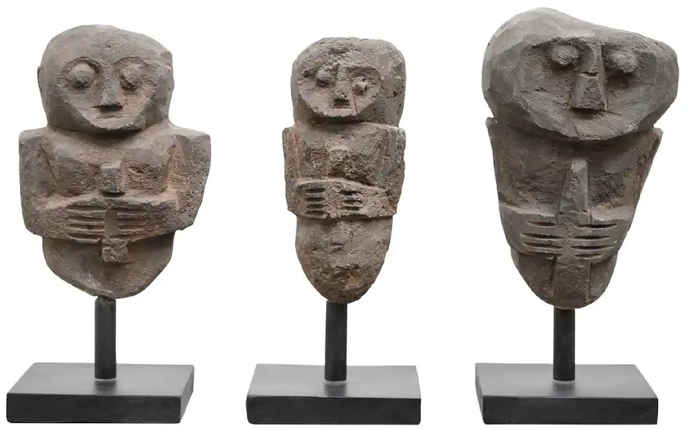 Casa Padrino Luxus Deko Antik Stil Naturstein Statuen Set - Stein Skulpturen - Stein Figuren - Schreibtisch Deko - Wohnzimmer Deko - Deko Accessoires - Luxus Möbel Echt