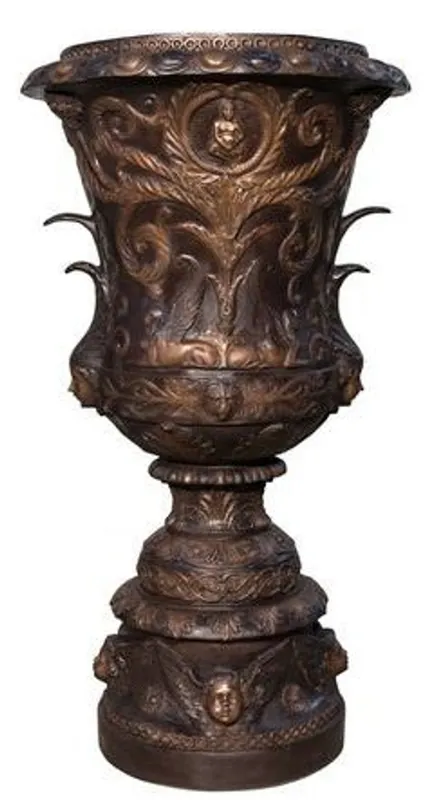 Kostenloser Versand Riesiger Barock Bronze Blumenkübel Pflanzenkübel Jugendstil H 112 x 61 x 61 cm - Luxus Wohndeko