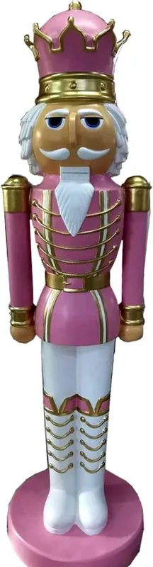 Top-Qualität Casa Padrino Deko XXL Skulptur Nußknacker Rosa / Weiß / Goldmit Uniform Lebensgross 200 cm - Weihnachten Weihnachtsdeko Kaufhausdeko Schloss Deko Barock