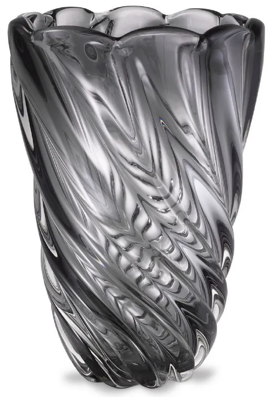 Casa Padrino Luxus Deko Glas Vase Grau Ø 20,5 x H. 29 cm - Mundgeblasene Blumenvase - Luxus Deko Accessoires Top-Preis