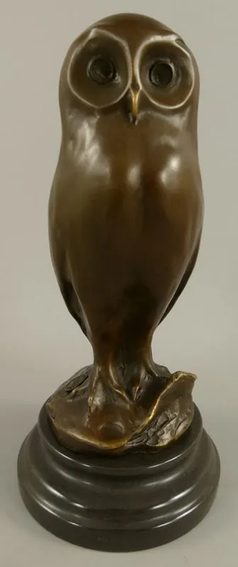 Limited Edition Casa Padrino Bronze Skulptur Eule Bronzefarben / Schwarz 12 x 12 x H. 26 cm - Bronzefigur - Dekofigur - Schreibtisch Deko Accessoires