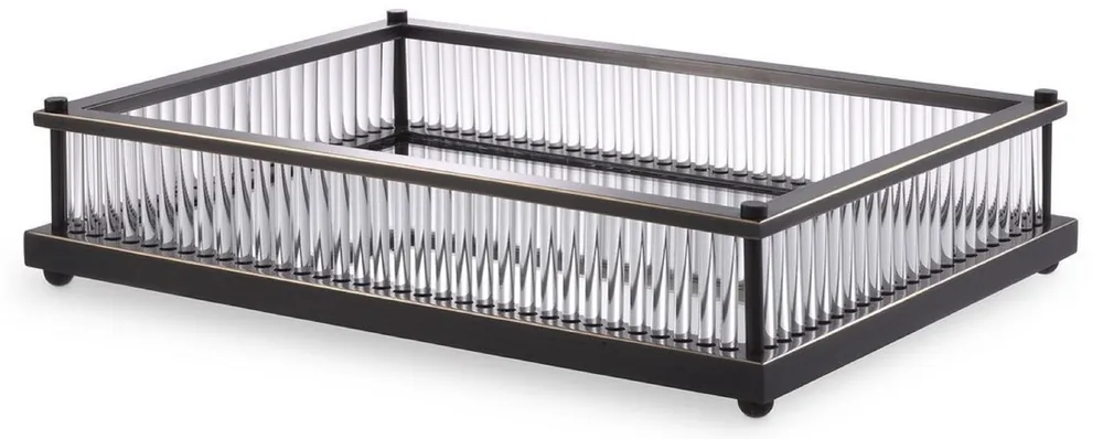 Casa Padrino Luxus Serviertablett Bronzefarben 39,5 x 28,5 x H. 9 cm - Verspiegeltes Edelstahl Tablett - Luxus Gastronomie Accessoires Sofort Bestellen
