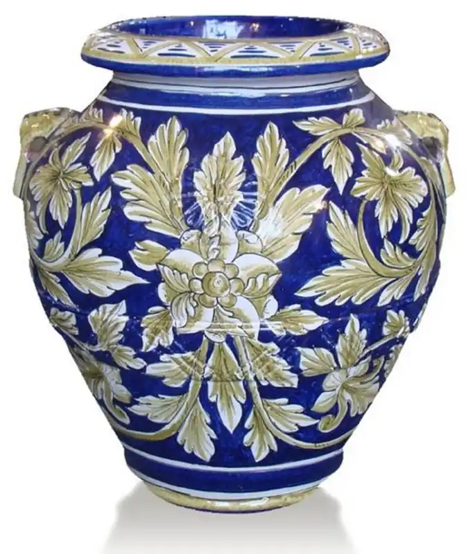 Zertifiziert Casa Padrino Luxus Barock Terracotta Vase Blau / Gold / Weiß - Verschiedene Größen - Prunkvolle handgefertigte & handbemalte Blumenvase - Barock Deko Accessoires
