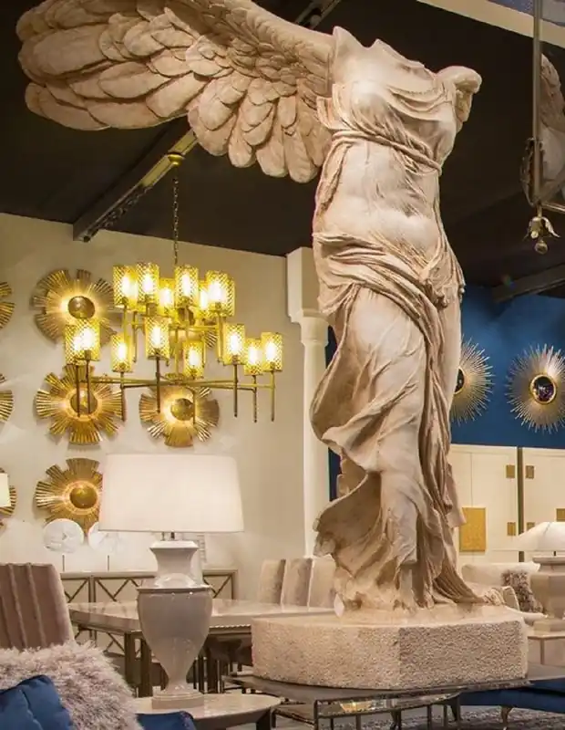 Casa Padrino Luxus Jugendstil Skulptur Beige 106 x 98 x H. 320 cm - Handgefertigte Keramik Statue - Garten Deko Figur - Hotel Deko - Barock & Jugendstil Deko Accessoires Kracherpreis