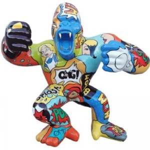 Ab Werk Casa Padrino Designer Deko Skulptur Gorilla Affe Bunt 125 x 60 x H. 102 cm - Wetterbeständige Dekofigur - Garten Terrassen Deko
