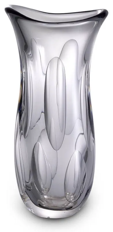 Kostenloser Rückversand Casa Padrino Luxus Deko Glasvase Grau 19 x 14 x H. 39 cm - Elegante Blumenvase aus mundgeblasenem Glas - Deko Accessoires