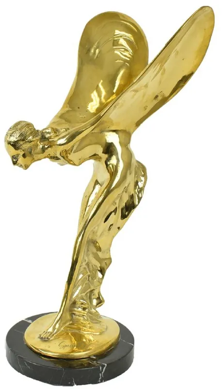 Schnäppchen Casa Padrino Luxus Bronze Skulptur Frau mit Flügeln Gold / Schwarz 26 x 35 x H. 52 cm - Edle Bronzefigur mit Marmorsockel - Luxus Deko Lady with Wings