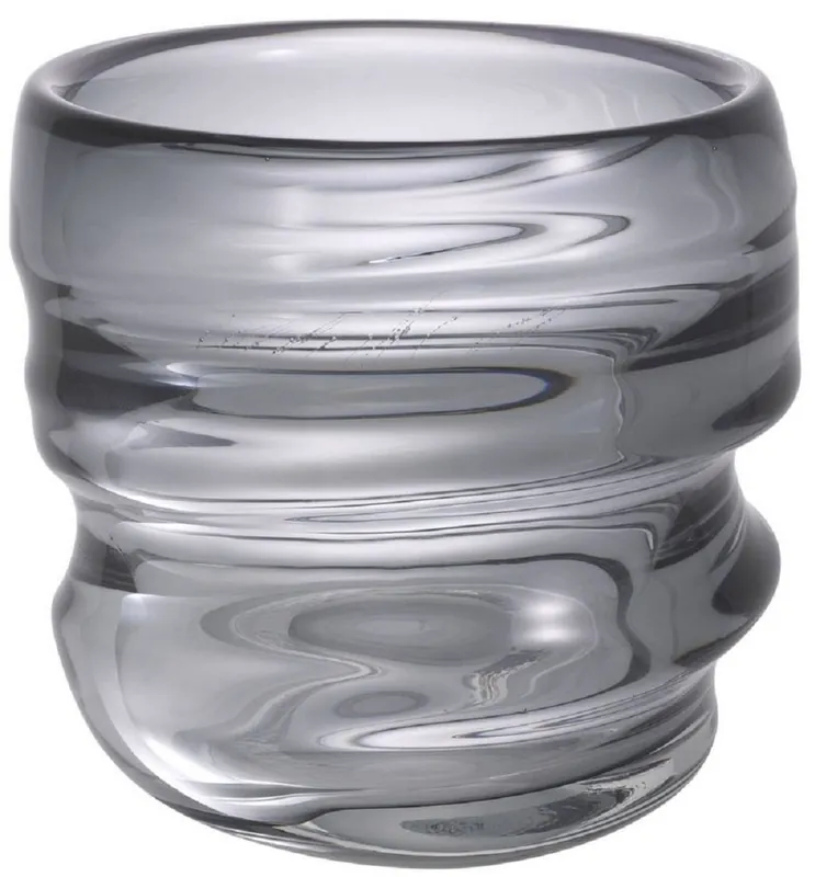 Weltweiter Versand Casa Padrino Luxus Deko Glas Vase Grau Ø 22 x H. 24 cm - Elegante mundgeblasene Blumenvase - Luxus Deko Accessoires