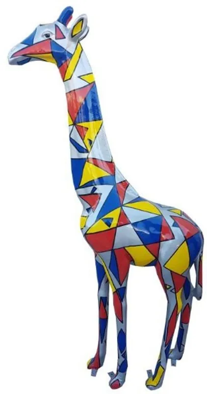 Casa Padrino Designer Deko Giraffe Grau / Mehrfarbig H. 205 cm - Riesige Dekofigur - Tierfigur - Gartendeko Skulptur - Gartenfigur Online Kaufen