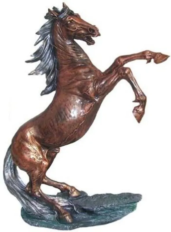 Casa Padrino Dekofigur Wildes Pferd Bronze / Silber H. 92 cm - Wetterbeständige Deko Skulptur - Wohnzimmer Deko - Garten Deko - Designer Deko Tierfigur Beliebt