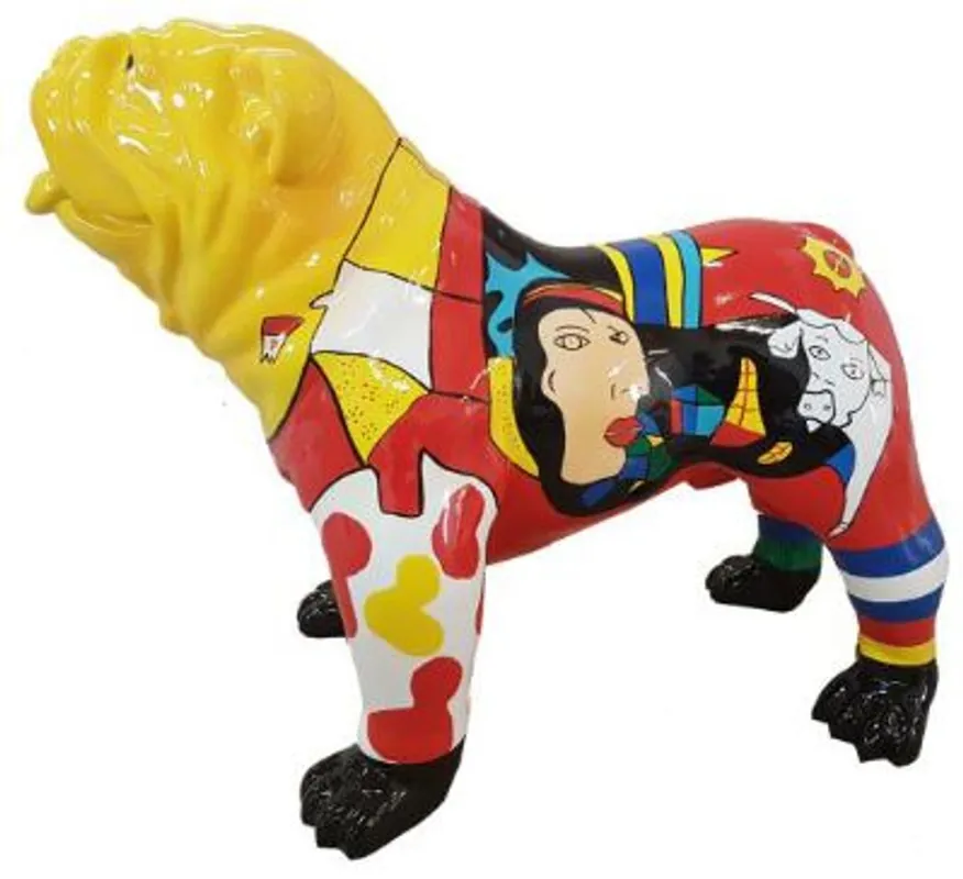 Preisreduziert Casa Padrino Designer Dekofigur Hund Bulldogge Mehrfarbig 90 x H. 74 cm - Wetterbeständige Deko Skulptur - Wohnzimmer Deko - Garten Deko - Designer Deko Tierfigur
