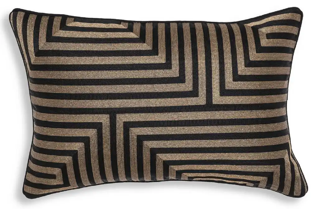 Bestpreis Casa Padrino Luxus Deko Kissen Schwarz / Gold 60 x 40 cm - Rechteckiges Zierkissen mit elegantem Muster - Luxus Qualität - Hotel Kollektion