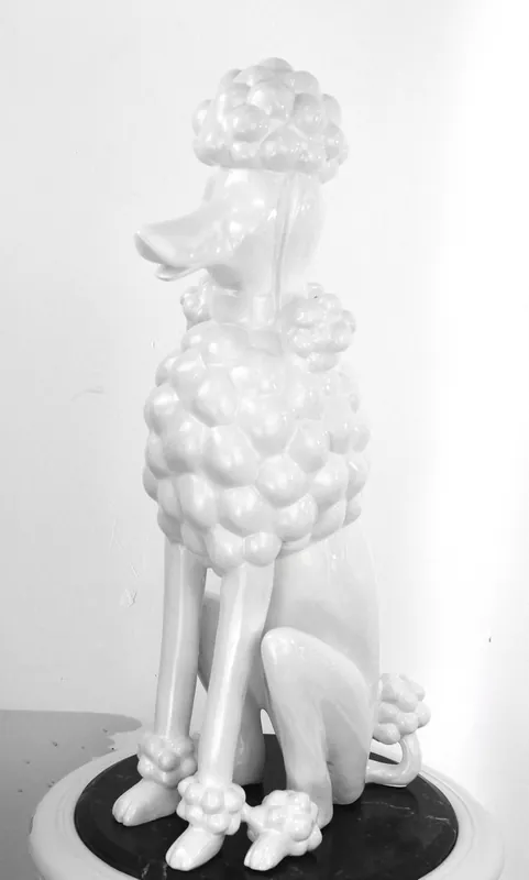Wochenendangebot Casa Padrino Dekofigur Pudel Hund Weiß H. 63 cm - Wetterbeständige Deko Skulptur - Wohnzimmer Deko - Garten Deko - Terrassen Deko