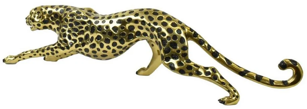 Casa Padrino Luxus Bronzefigur Gepard Gold / Schwarz 115 x 17 x H. 26 cm - Bronze Skulptur - Dekofigur - Luxus Deko Accessoires Sale