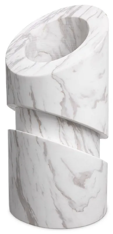 Casa Padrino Luxus Marmor Deko Objekt Weiß Ø 18 x H. 36 cm - Wohnzimmer Deko - Schreibtisch Deko - Marmor Deko Accessoires - Luxus Kollektion Saisonangebot