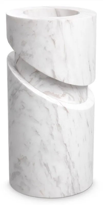 Casa Padrino Luxus Marmor Deko Objekt Weiß Ø 18 x H. 36 cm - Wohnzimmer Deko - Schreibtisch Deko - Luxus Marmor Deko Accessoires Heute Kaufen