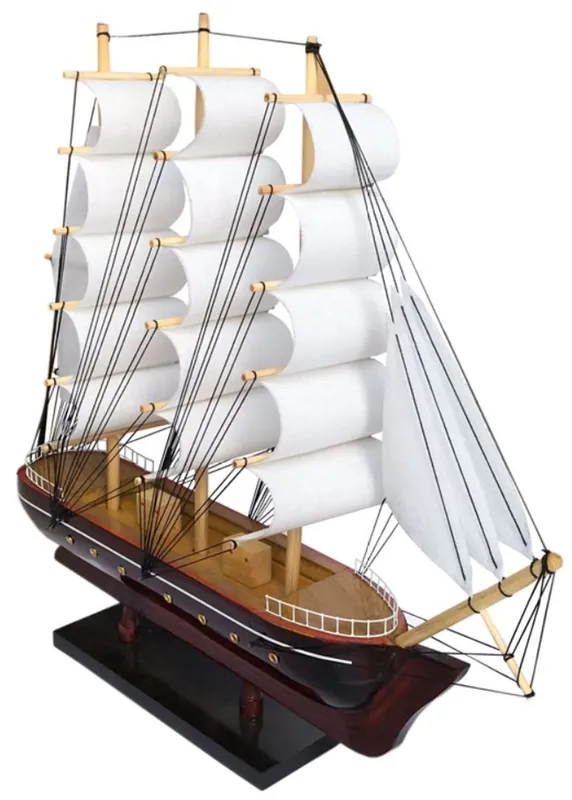 Solange Der Vorrat Reicht Casa Padrino Deko Segelschiff Belem mit Massivholz Ständer Braun / Weiß - Verschiedene Größen - Handgefertigtes Schiff Holzschiff - Deko Accessoires