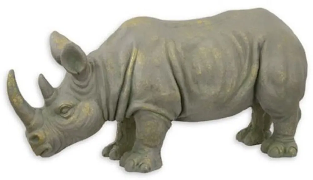 Casa Padrino Kunstharz Deko Skulptur Nashorn Grau / Gold 77 x 25,2 x H. 36 cm - Dekofigur - Tierfigur - Wohnzimmer Deko Jetzt Bestellen