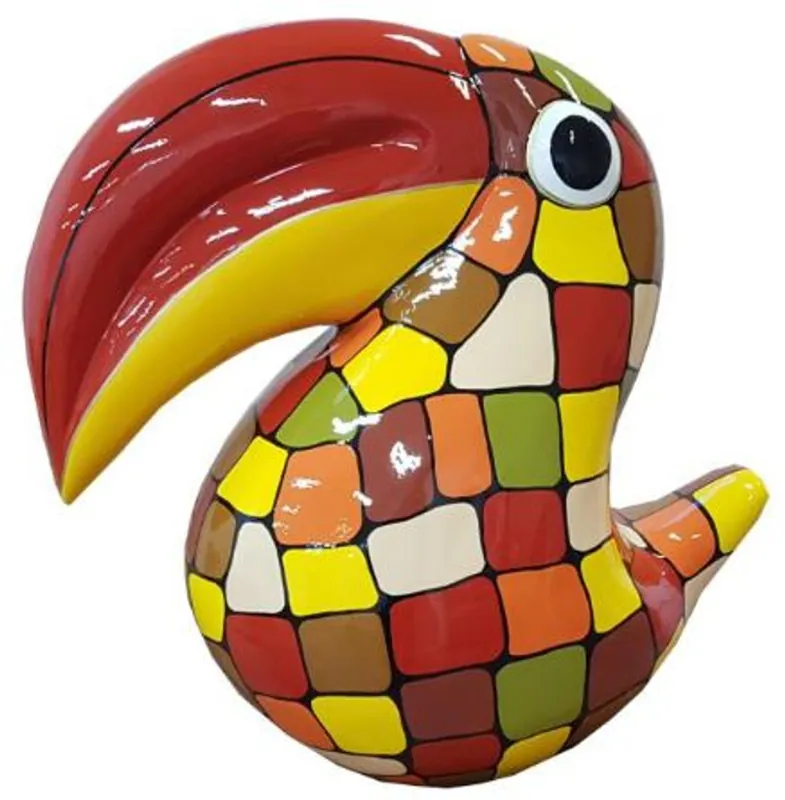 Top-Qualität Casa Padrino Designer Dekofigur Tukan Vogel Bunt H. 65 cm - Wohnzimmer Deko Skulptur - Gartendeko Skulptur - Wetterbeständige Tierfigur