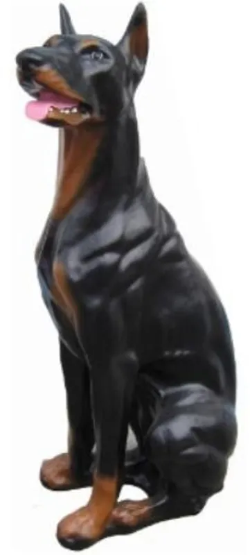 Preiswert Casa Padrino Dekofigur Dobermann Hund Schwarz / Braun 29 x 42 x H. 92 cm - Wetterbeständige Deko Skulptur - Wohnzimmer Deko - Garten Deko - Deko Tierfigur