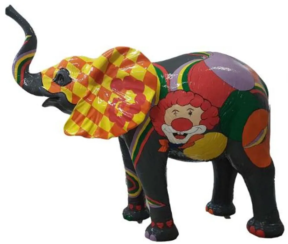 Beliebt Casa Padrino Designer Dekofigur Elefant mit Clown Design Bunt 160 x H. 160 cm - Riesige Deko Skulptur - Wetterbeständige Gartendeko XXL Gartenskulptur