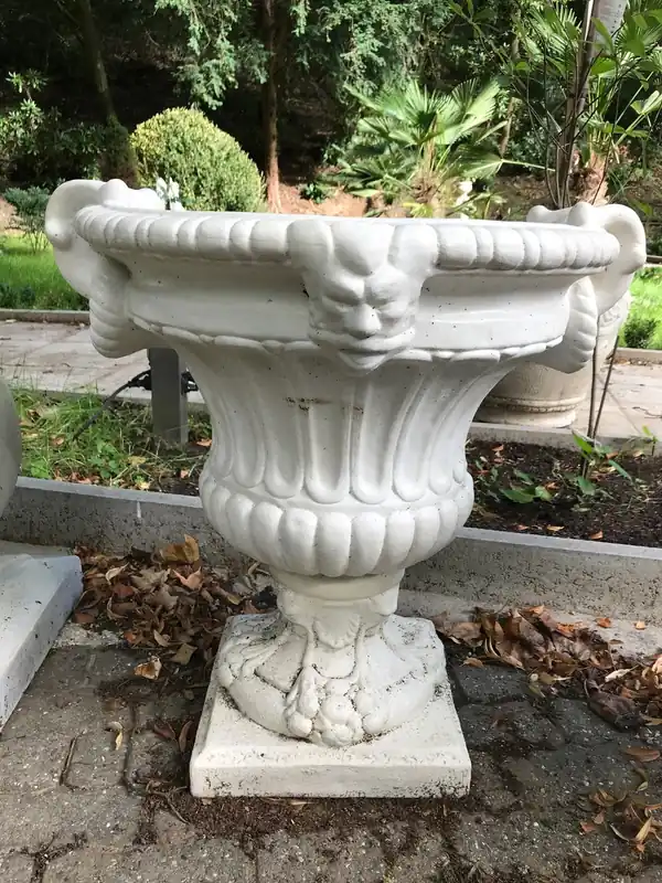 Schneller Versand Casa Padrino Barock Blumentopf Ø 73 x H. 70 cm Weiß - Runder Prunkvoller Pflanzentopf im Barockstil - Blumenkübel - Pflanzkübel