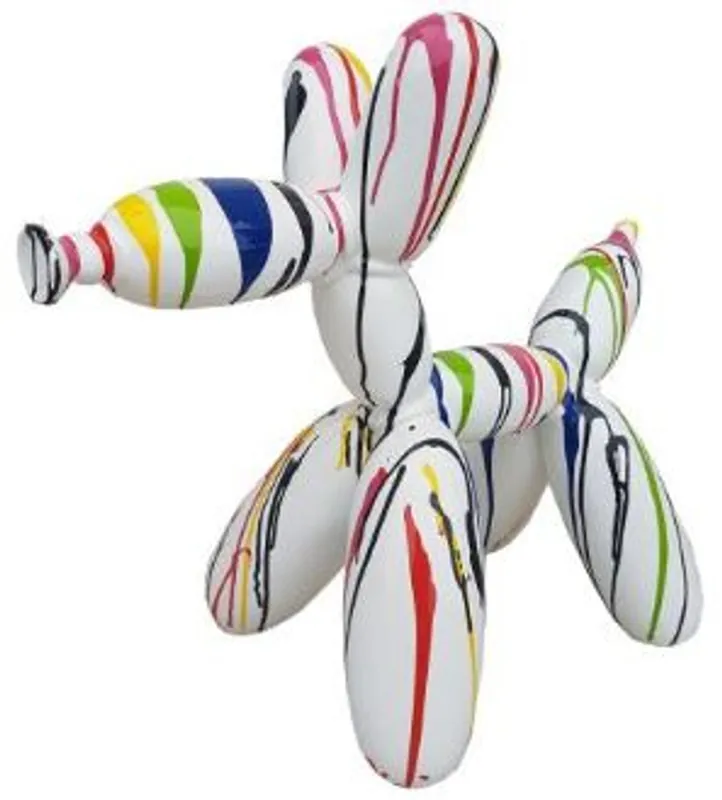 Hochwertig Casa Padrino Designer Deko Skulptur Ballon Hund Weiß / Mehrfarbig 62 x H. 57 cm - Dekorative Tierfigur - Wetterbeständige Dekofigur