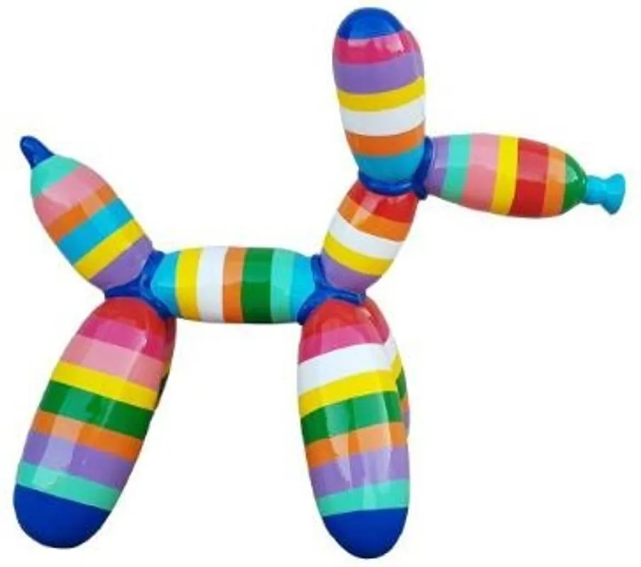 Begrenztes Angebot Casa Padrino Designer Deko Skulptur Ballon Hund Mehrfarbig Gestreift 62 x H. 57 cm - Dekorative Tierfigur - Wetterbeständige Dekofigur